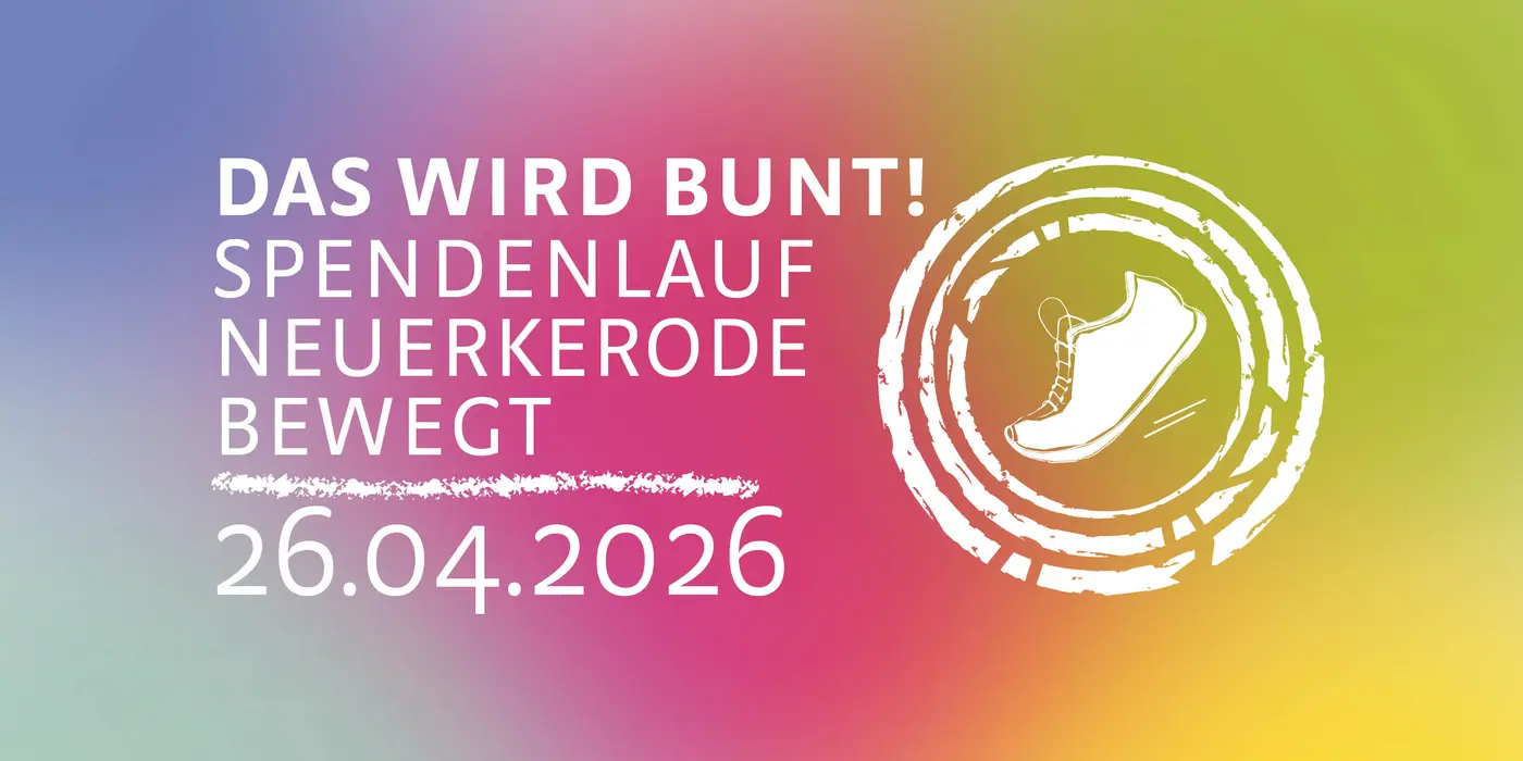 Das Plakat des Inklusionslauf zeigt einen Turnschuh vor buntem Hingergrund.