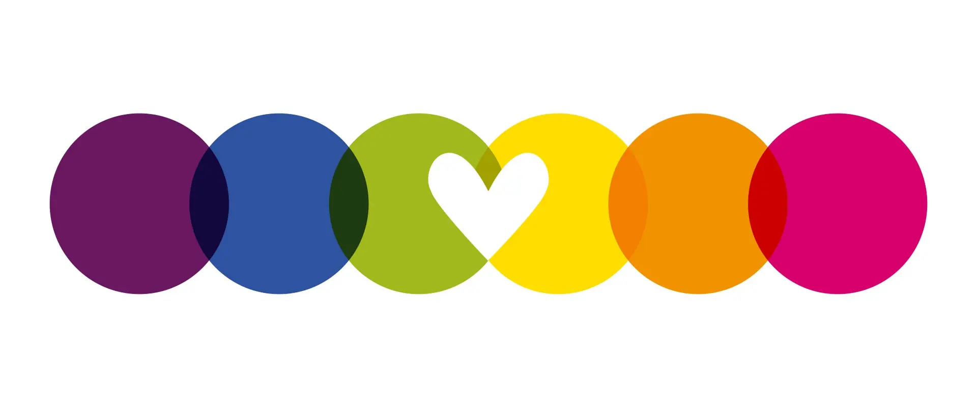 Farbige Kreise in den esn Farben und ein Herz in der Mitte