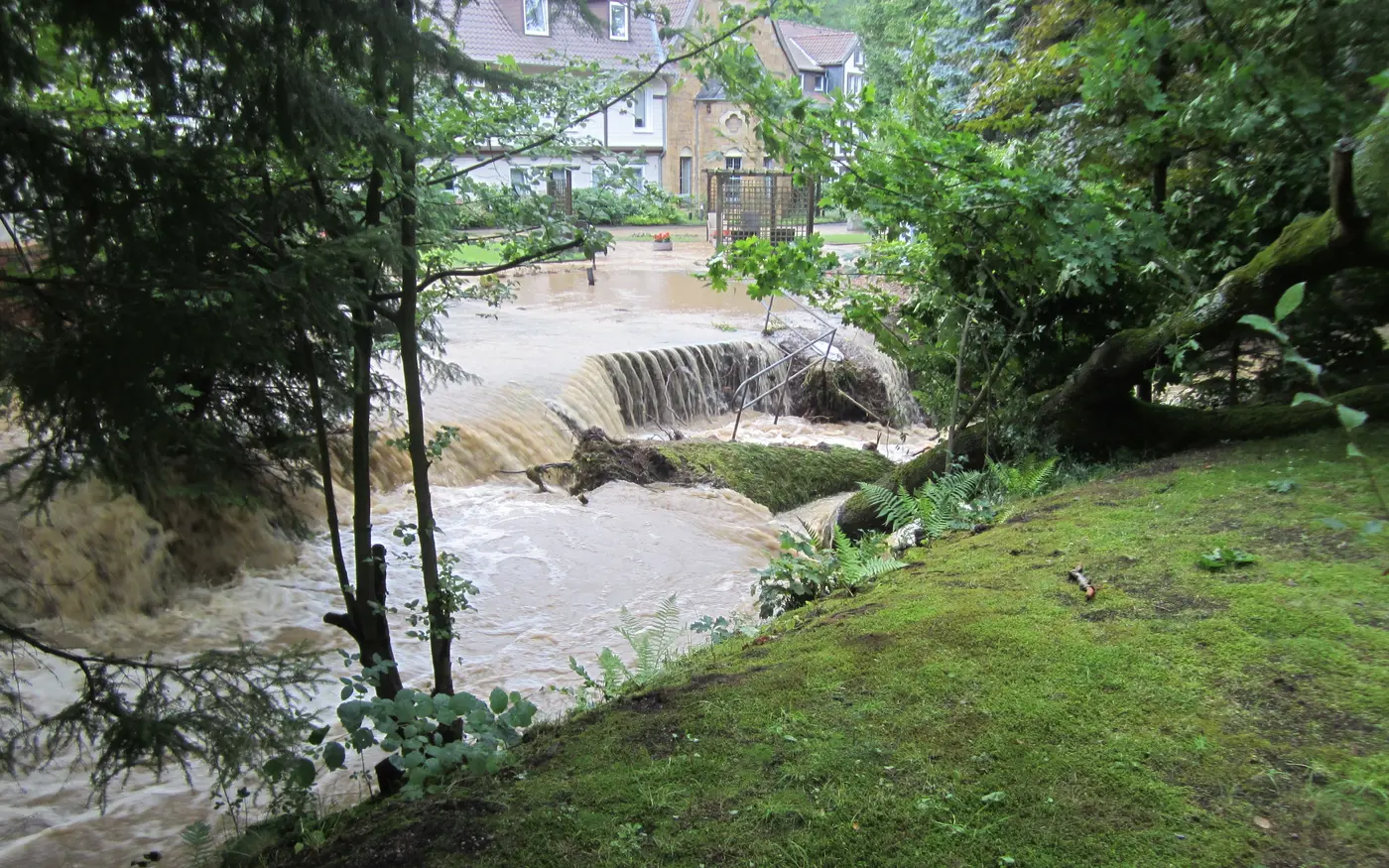 Das Hochwasser in Goslar am Theresienhof.